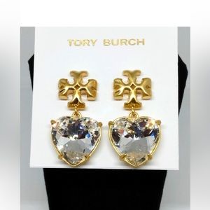Tory Burch Roxanne Heart Crystal Drop Earrings